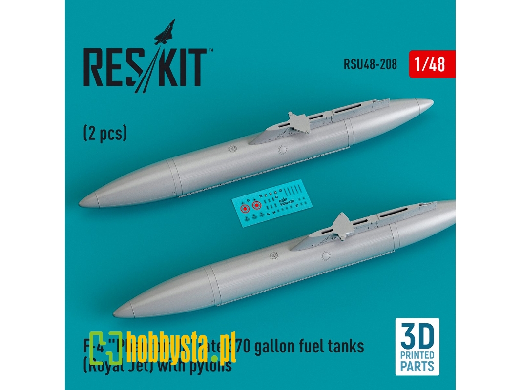 F-4 'phantom Ii' Late 370 Gallon Fuel Tanks (Royal Jet) With Pylons (2 Pcs) - zdjęcie 1 F-4 'phantom Ii' Late 370 Gallon Fuel Tanks (Royal Jet) With Pylons (2 Pcs) - zdjęcie 1
