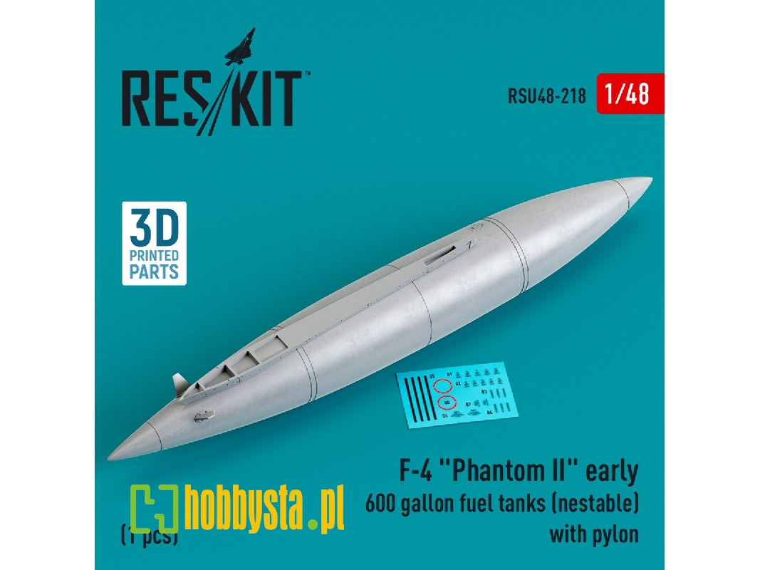 F-4 'phantom Ii' Early 600 Gallon Fuel Tanks (Nestable) With Pylon (1 Pc) - zdjęcie 1 F-4 'phantom Ii' Early 600 Gallon Fuel Tanks (Nestable) With Pylon (1 Pc) - zdjęcie 1