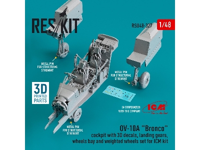 Ov-10a 'bronco' Cockpit With 3d Decals, Landing Gears, Wheels Bay And Weighted Wheels Set For Icm Kit - zdjęcie 1