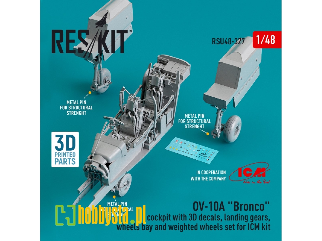 Ov-10a 'bronco' Cockpit With 3d Decals, Landing Gears, Wheels Bay And Weighted Wheels Set For Icm Kit - zdjęcie 1