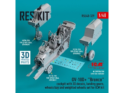 Ov-10d Plus 'bronco' Cockpit With 3d Decals, Landing Gears, Wheels Bay And Weighted Wheels Set For Icm Kit - zdjęcie 1