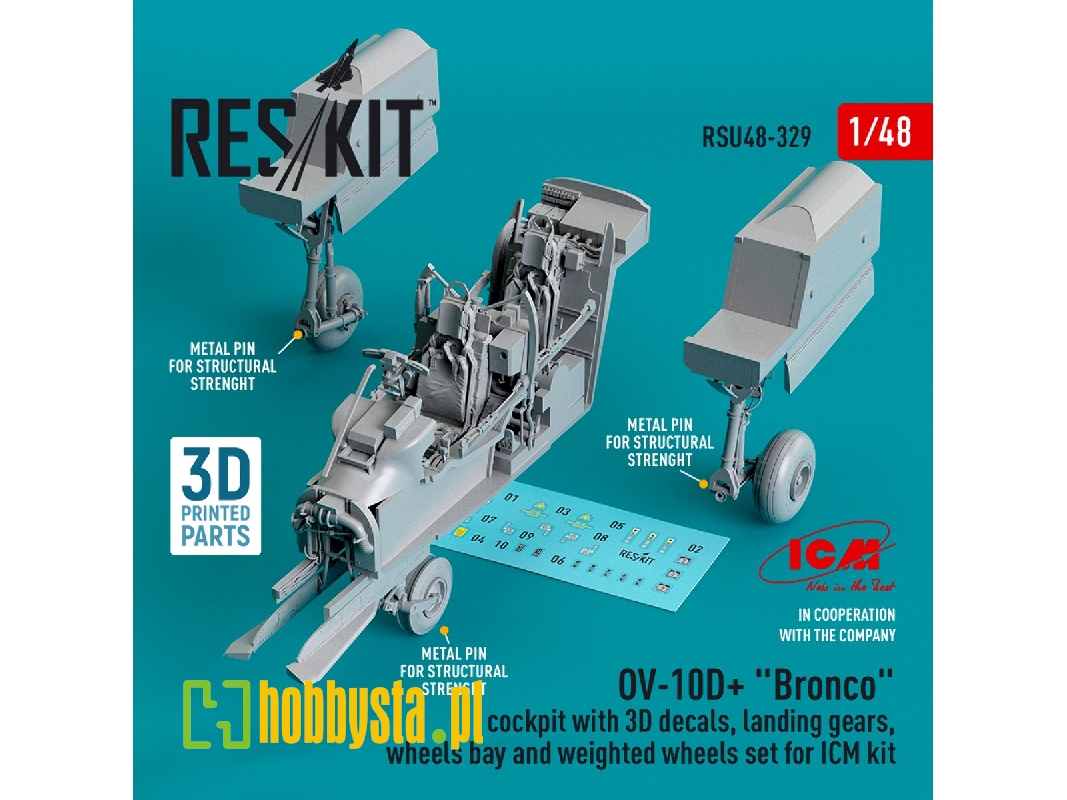 Ov-10d Plus 'bronco' Cockpit With 3d Decals, Landing Gears, Wheels Bay And Weighted Wheels Set For Icm Kit - zdjęcie 1 Ov-10d Plus 'bronco' Cockpit With 3d Decals, Landing Gears, Wheels Bay And Weighted Wheels Set For Icm Kit - zdjęcie 1