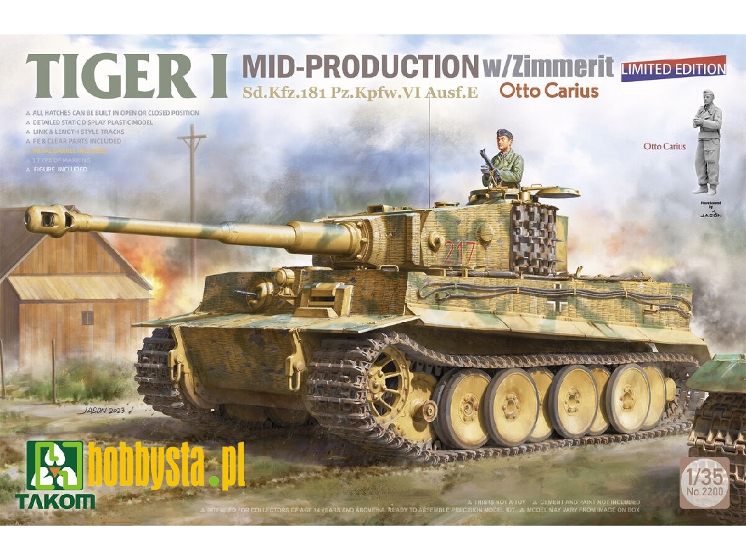 Tiger I Mid-production With Zimmerit Sd.Kfz.181 Pz.Kpfw.Vi Ausf.E Otto Carius (Limited Edition) - zdjęcie 1