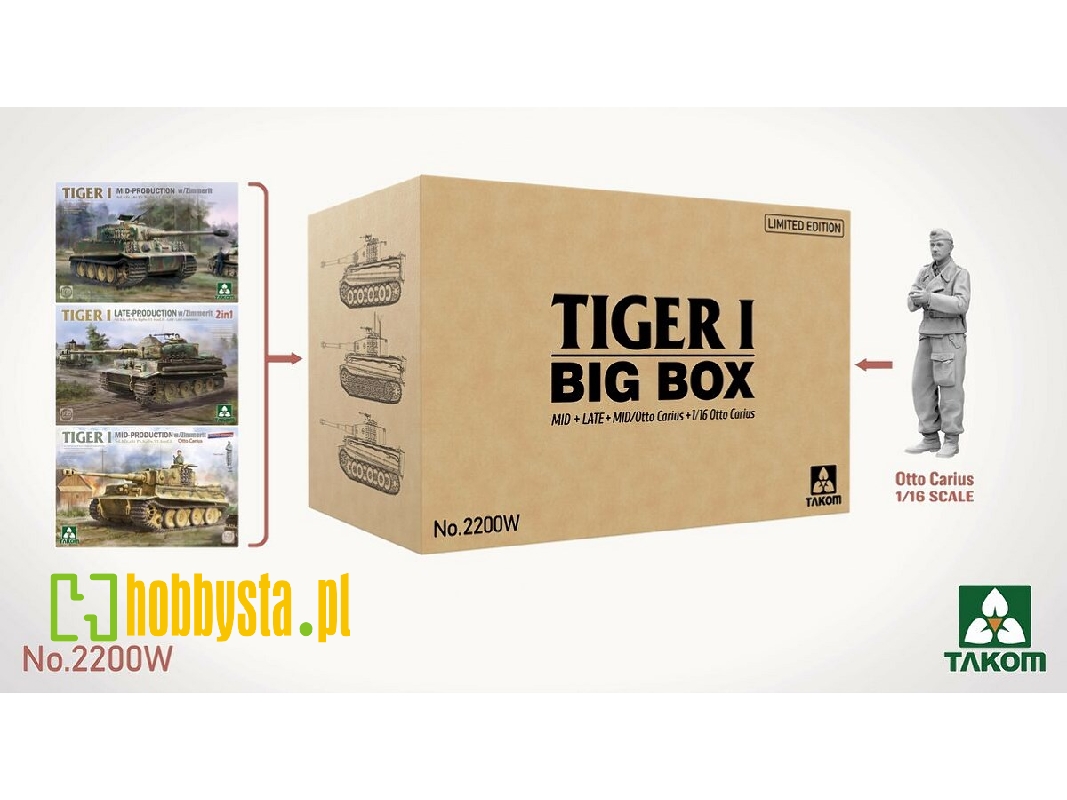 Tiger I Big Box - Mid, Late, Mid/Otto Carius And 1/16 Otto Carius (Limited Edition) - zdjęcie 1