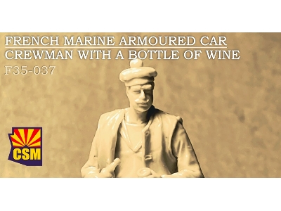 French Marine Armoured Car Crewman With A Bottle Of Wine - zdjęcie 1