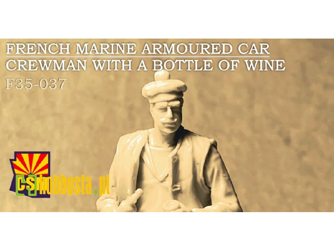 French Marine Armoured Car Crewman With A Bottle Of Wine - zdjęcie 1