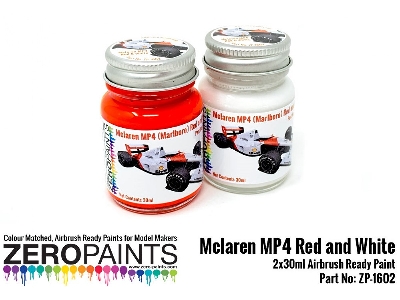 1602 - Mclaren Mp4 (Marlboro) Red And White Paint Set - zdjęcie 2