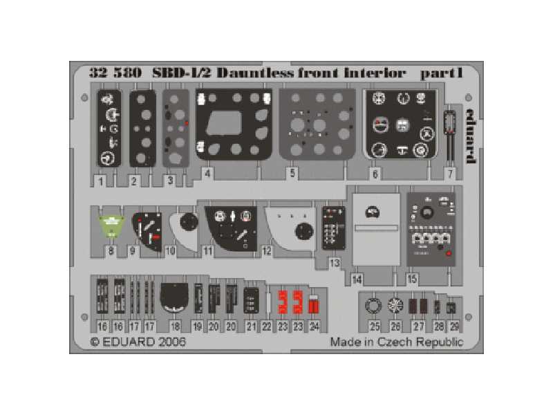  SBD-1/2 front interior 1/32 - Trumpeter - blaszki - zdjęcie 1