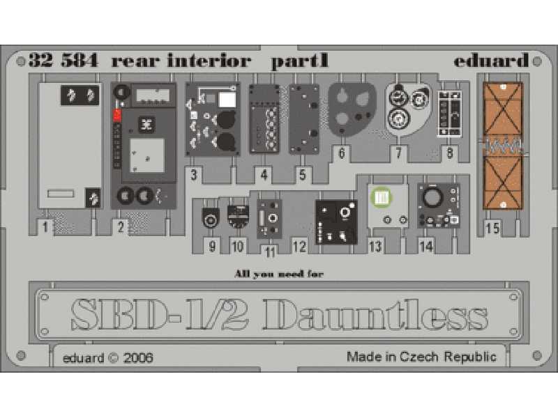  SBD-1/2 rear interior 1/32 - Trumpeter - blaszki - zdjęcie 1