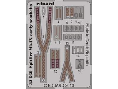  Spitfire Mk. IX early seatbelts 1/32 - Tamiya - blaszki - zdjęcie 1