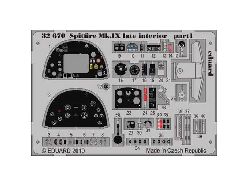 Spitfire Mk. IX late interior S. A. 1/32 - Tamiya - blaszki - zdjęcie 1 Spitfire Mk. IX late interior S. A. 1/32 - Tamiya - blaszki - zdjęcie 1