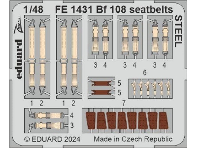 Bf 108 seatbelts STEEL 1/48 - EDUARD - zdjęcie 1