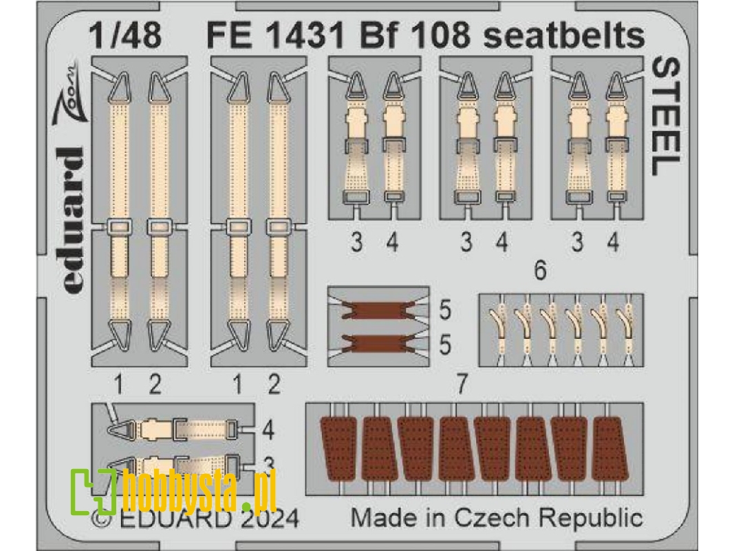 Bf 108 seatbelts STEEL 1/48 - EDUARD - zdjęcie 1