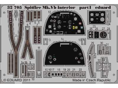  Spitfire Mk. Vb interior S. A. 1/32 - Hobby Boss - blaszki - zdjęcie 2