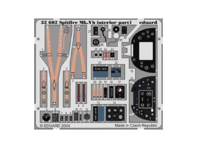 Spitfire Mk. Vb interior S. A. 1/32 - Hasegawa - blaszki - zdjęcie 1 Spitfire Mk. Vb interior S. A. 1/32 - Hasegawa - blaszki - zdjęcie 1