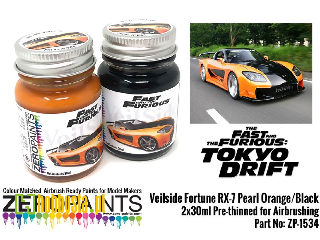 1534 Veilside Fortune Rx-7 Pearl Orange, Black Set - zdjęcie 1