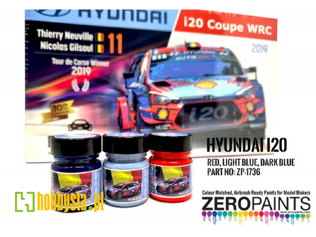 1736 Hyundai I20 Wrc Red, Light Blue & Dark Blue Set 3x30 Ml - zdjęcie 1