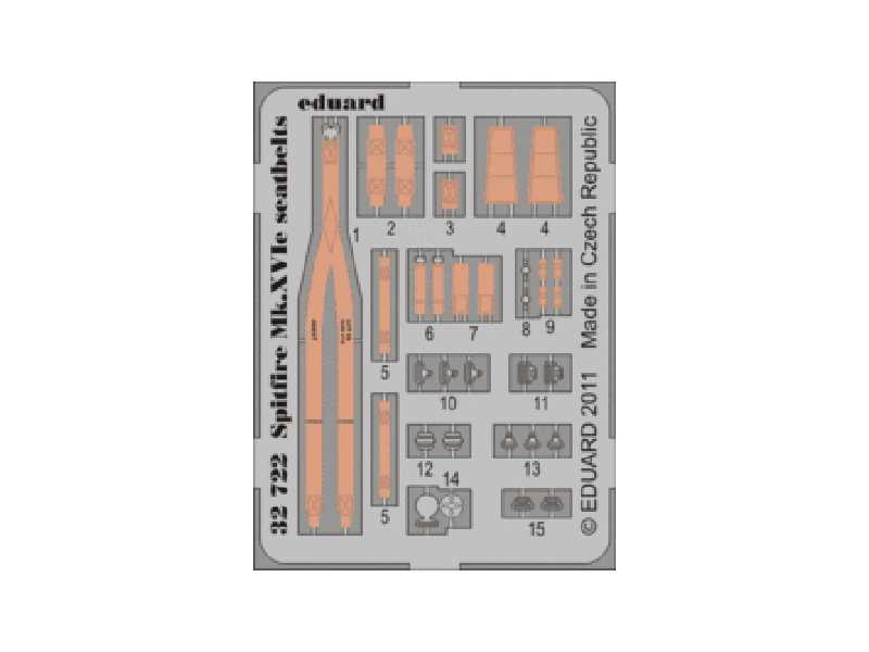 Spitfire Mk. XVIe seatbelts 1/32 - Tamiya - blaszki - zdjęcie 1 Spitfire Mk. XVIe seatbelts 1/32 - Tamiya - blaszki - zdjęcie 1