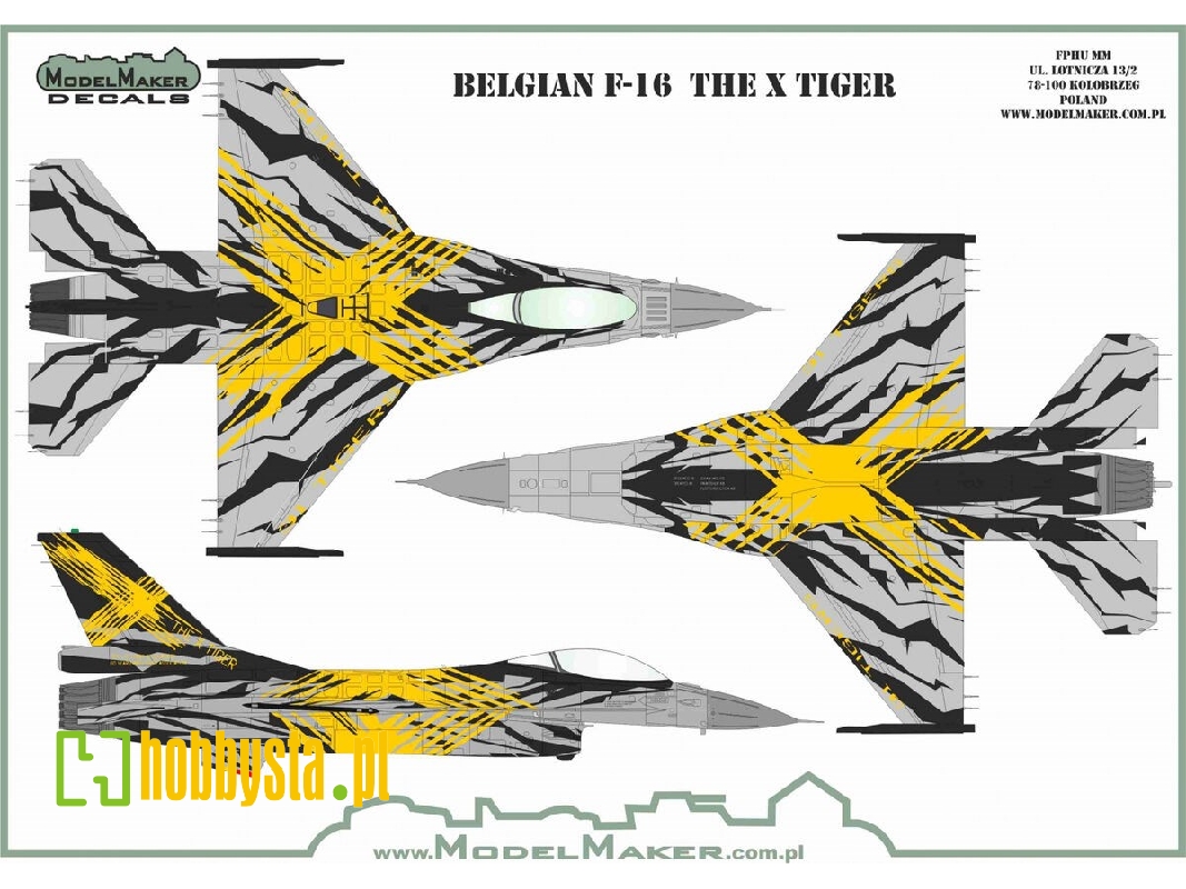 Belgian F-16 The X Tiger (Decals And Masks Set) - zdjęcie 1 Belgian F-16 The X Tiger (Decals And Masks Set) - zdjęcie 1