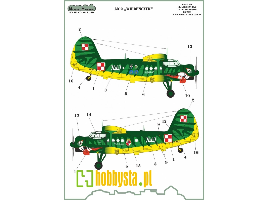 An-2 'wiedeńczyk' (Decals And Masks Set) - zdjęcie 1 An-2 'wiedeńczyk' (Decals And Masks Set) - zdjęcie 1