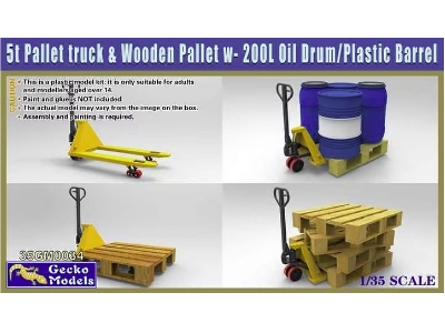 5t Pallet Truck And Wooden Pallet With 200l Oil Drum/Plastic Barrel - zdjęcie 1