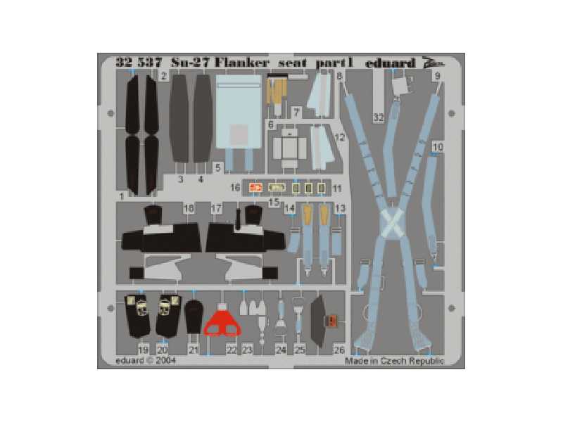  Su-27 Flanker seat 1/32 - Trumpeter - blaszki - zdjęcie 1