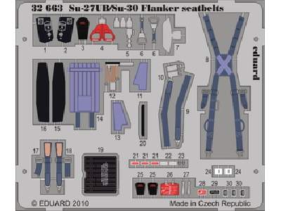  Su-27UB/ Su-30 Flanker seatbelts 1/32 - Trumpeter - blaszki - zdjęcie 1
