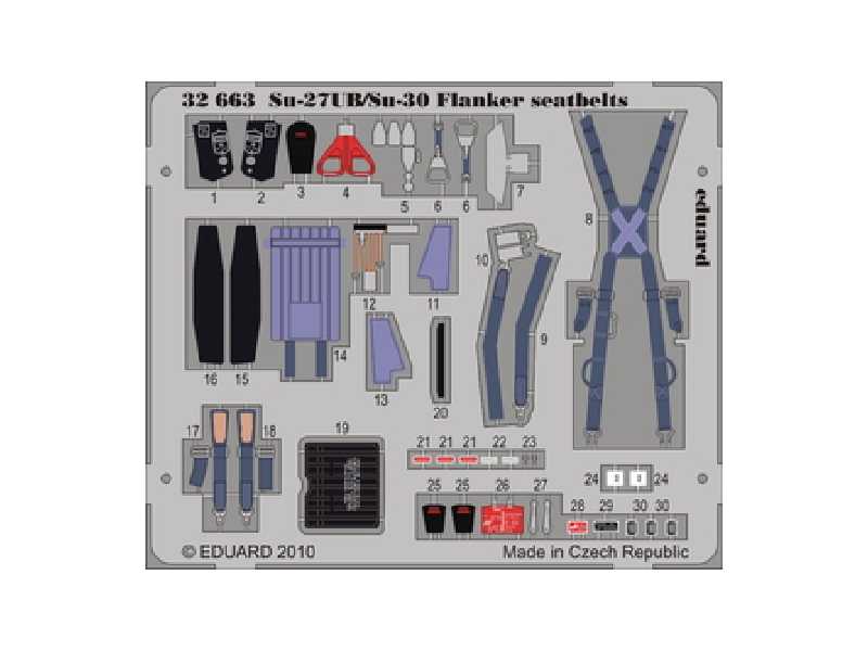 Su-27UB/ Su-30 Flanker seatbelts 1/32 - Trumpeter - blaszki - zdjęcie 1 Su-27UB/ Su-30 Flanker seatbelts 1/32 - Trumpeter - blaszki - zdjęcie 1