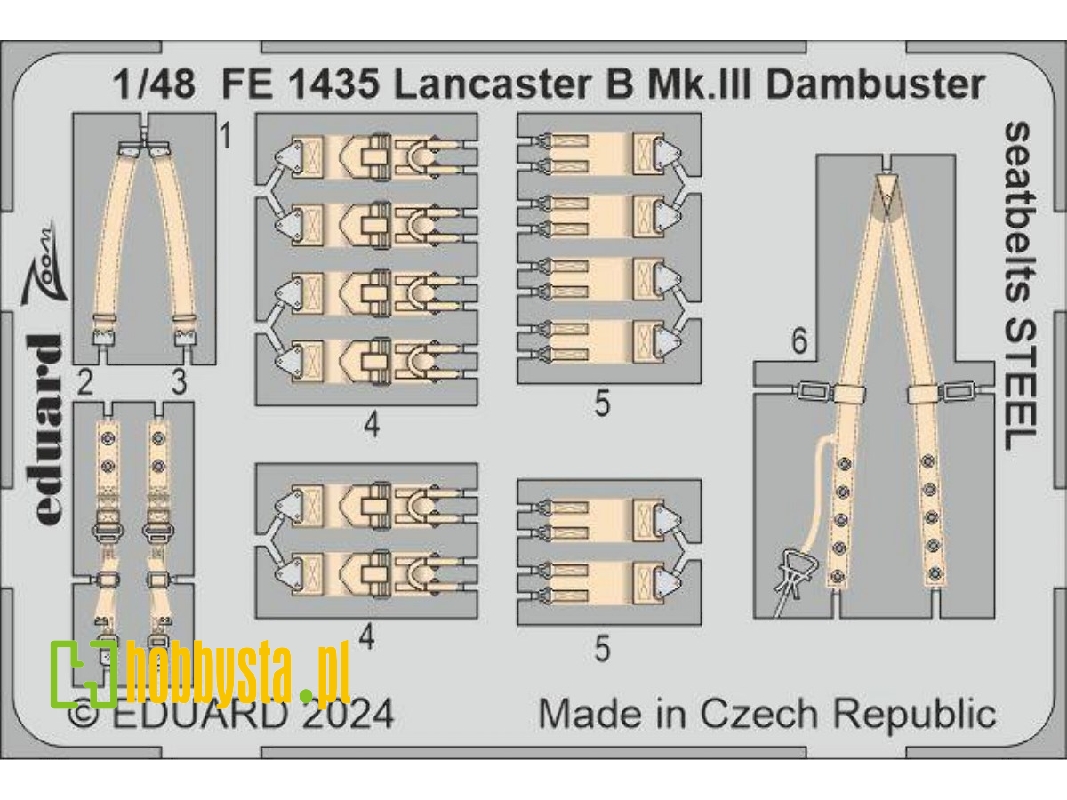 Lancaster B Mk. III Dambuster seatbelts STEEL 1/48 - HONG KONG MODELS - zdjęcie 1