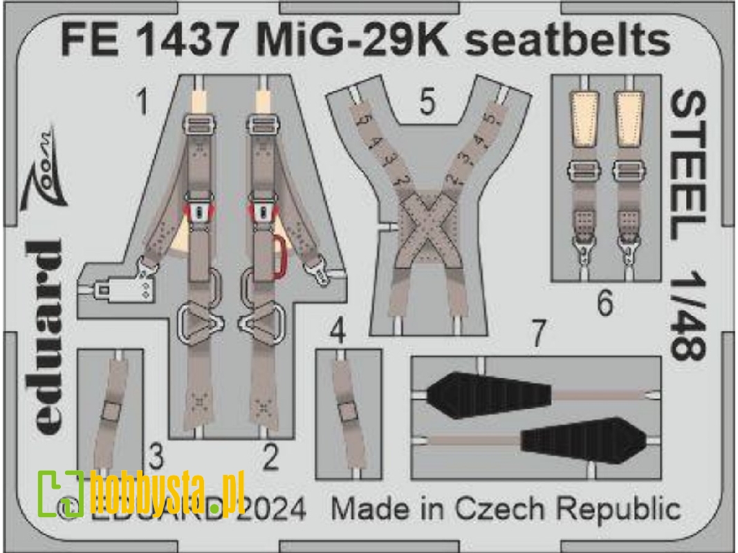 MiG-29K seatbelts STEEL 1/48 - HOBBY BOSS - zdjęcie 1