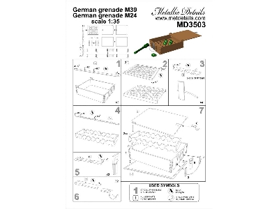 A Box Of German M39 Grenades And A Box Of M24 Grenades. Resin Grenades With Etched Boxes - zdjęcie 8