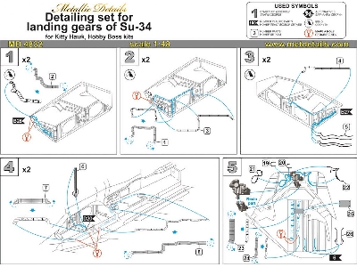 Sukhoi Su-34 Fullback Detailing Set For Undercarriage Legs And Undercarriage Bay (For Hobby Boss And Kitty Hawk Model Kits) - zd