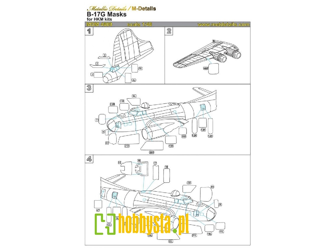 Boeing B-17 G Flying Fortress Masks (Designed To Be Used With Hong Kong Models Kits) - zdjęcie 1 Boeing B-17 G Flying Fortress Masks (Designed To Be Used With Hong Kong Models Kits) - zdjęcie 1