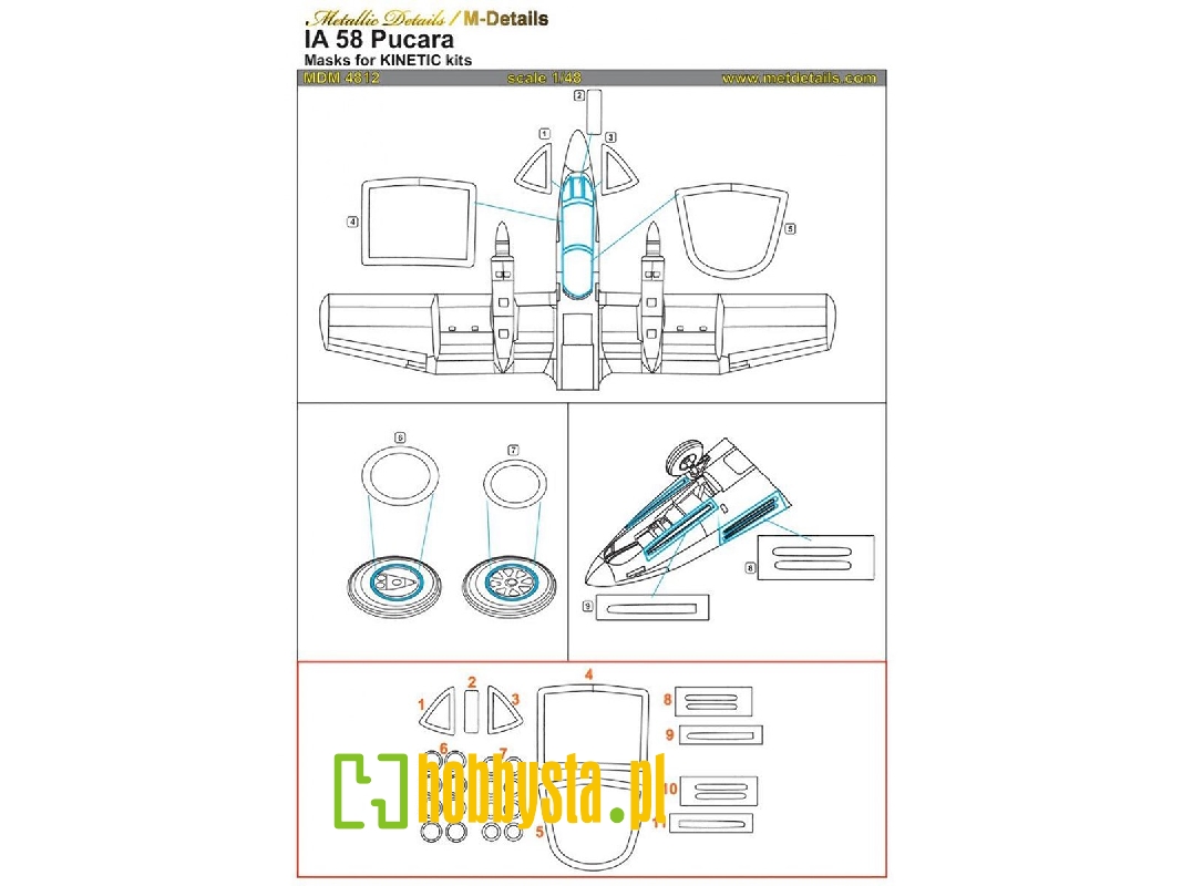 Fma Ia-58a Pucara - Canopy Paint Masks (Designed To Be Used With Kinetic Model Kits) - zdjęcie 1