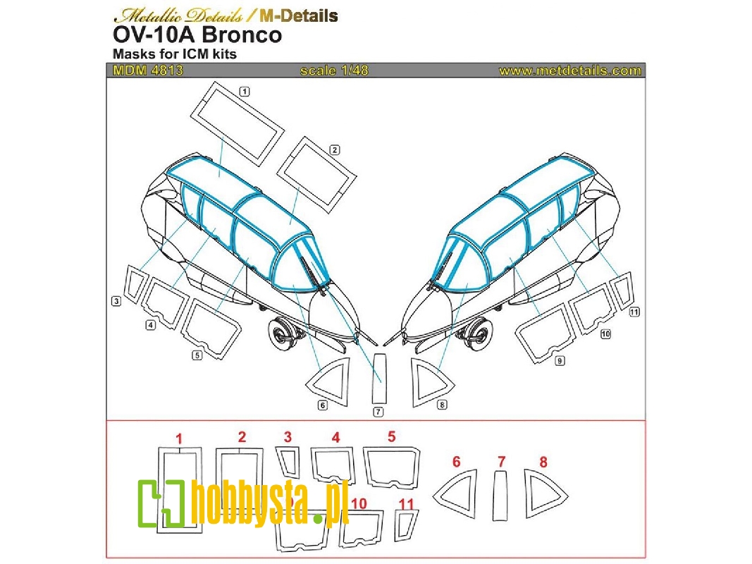 North American/Rockwell Ov-10 A Bronco Canopy Paint Masks (Designed To Be Used With Icm Kits) - zdjęcie 1