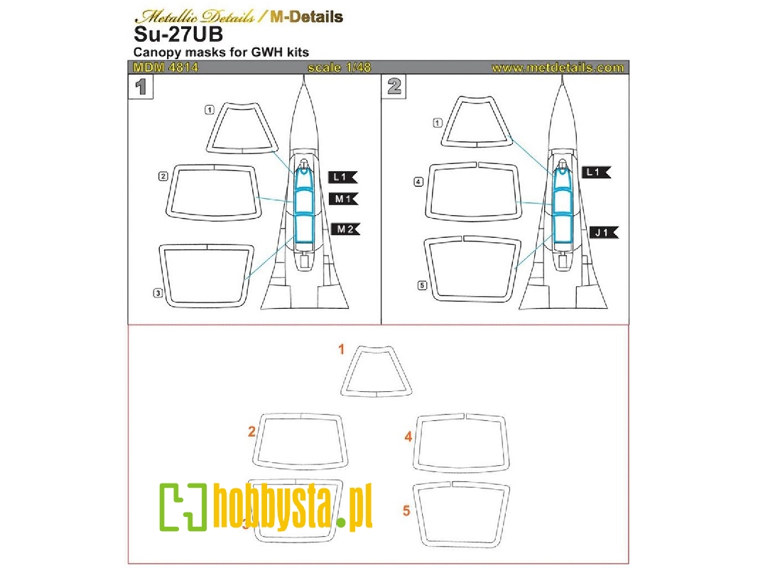 Sukhoi Su-27 Ub Canopy Masks (Designed To Be Used With Great Wall Hobby Kits) - zdjęcie 1