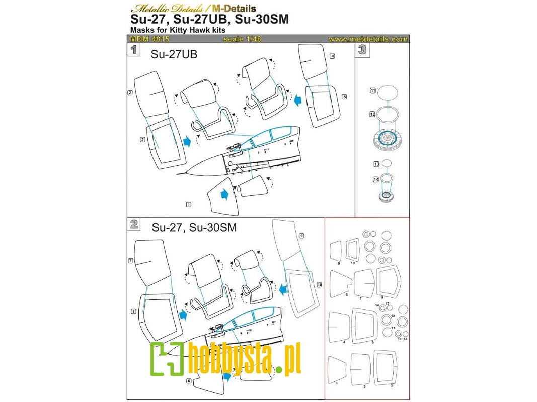 Sukhoi Su-27/Su-27ub/Su-30sm Masks (Designed To Be Used With Kitty Hawk Models Kits) - zdjęcie 1