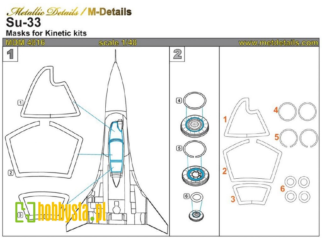 Sukhoi Su-33 Masks (Designed To Be Used With Kinetic Model Kits) - zdjęcie 1 Sukhoi Su-33 Masks (Designed To Be Used With Kinetic Model Kits) - zdjęcie 1