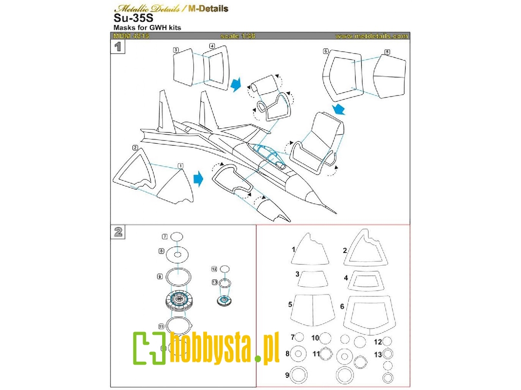 Sukhoi Su-35 S Masks (Designed To Be Used With Great Wall Hobby Kits) - zdjęcie 1