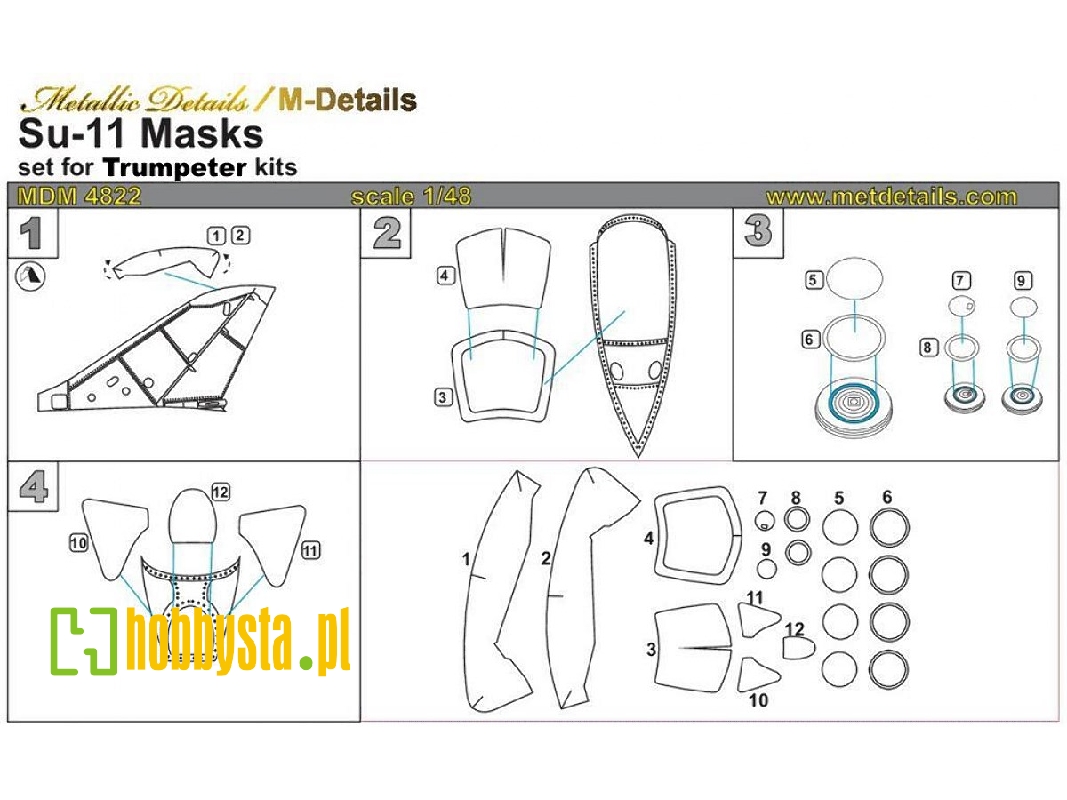 Sukhoi Su-11 Masks (Designed To Be Used With Trumpeter Kits) - zdjęcie 1 Sukhoi Su-11 Masks (Designed To Be Used With Trumpeter Kits) - zdjęcie 1