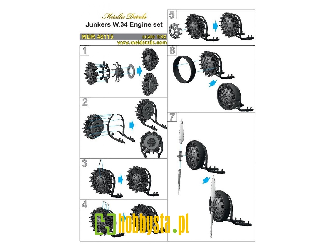 Junkers W.34 Engine Set (Designed To Be Used With Mikro Mir Kits) - zdjęcie 1