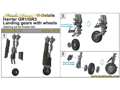 Bae Harrier Gr.1/Gr.3 Landing Gears With Wheels (Designed To Be Used With Kinetic Model Kits) - zdjęcie 1