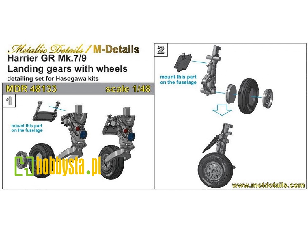 Bae Harrier Gr Mk.7/9 - Landing Gear With Wheels (Designed To Be Used With Hasegawa Kits) - zdjęcie 1