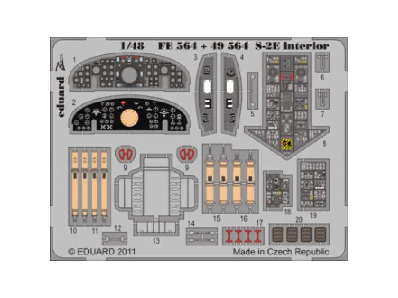  S-2E interior S. A 1/48 - Kinetic - blaszki - zdjęcie 1