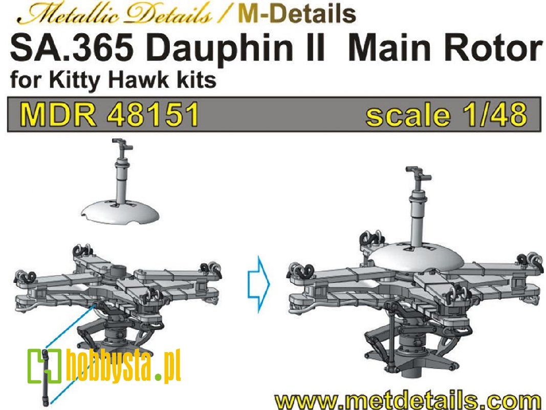 Sa.365 Dauphin Ii - Main Rotor (Designed To Be Used With Kitty Hawk Model Kits) - zdjęcie 1