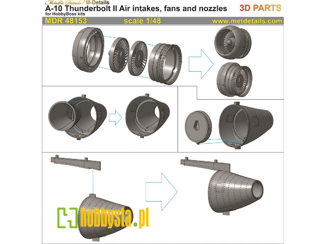 Fairchild A-10 A/B/C Thunderbolt Ii - Air Intakes, Fans And Nozzles (Designed To Be Used With Hobby Boss Kits) - zdjęcie 1