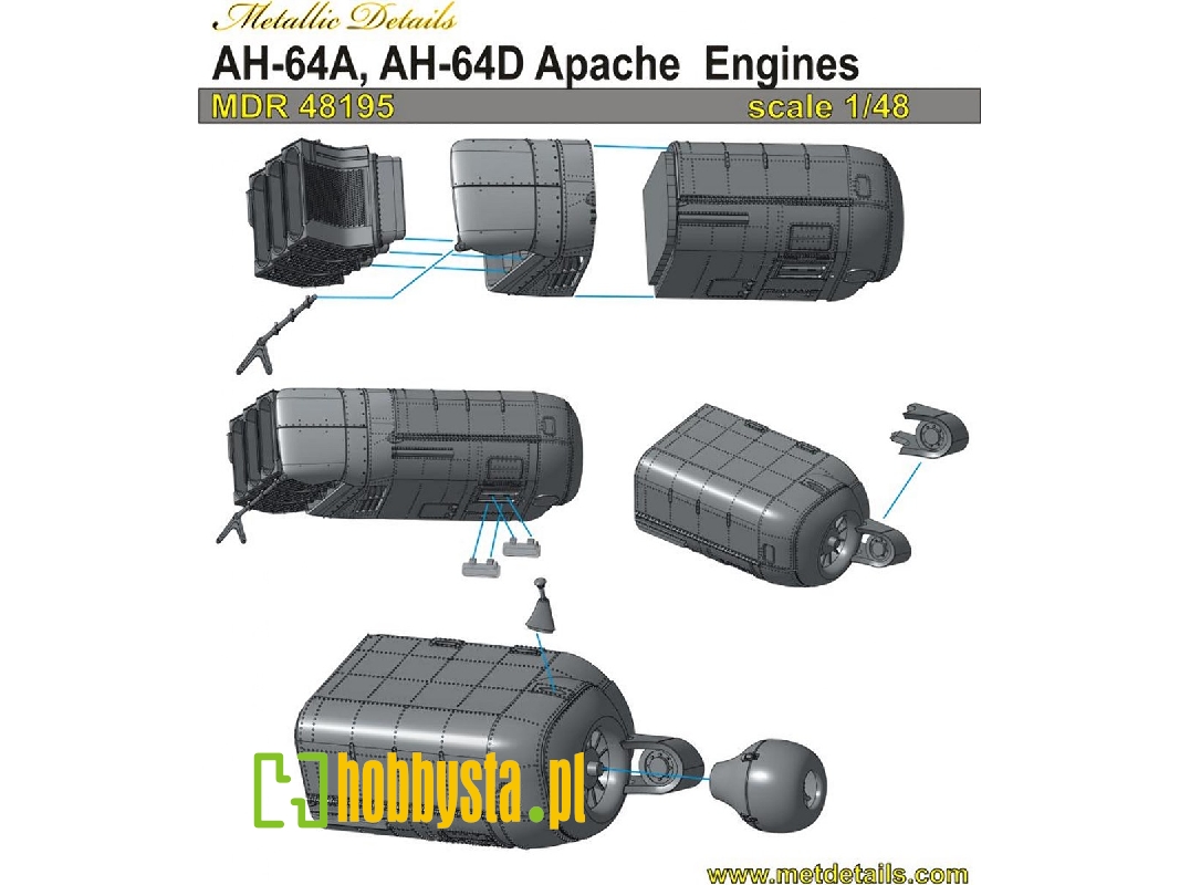 Boeing/Hughes Ah-64 A And Ah-64 D Apache - Engines (For Hasegawa Kits) - zdjęcie 1