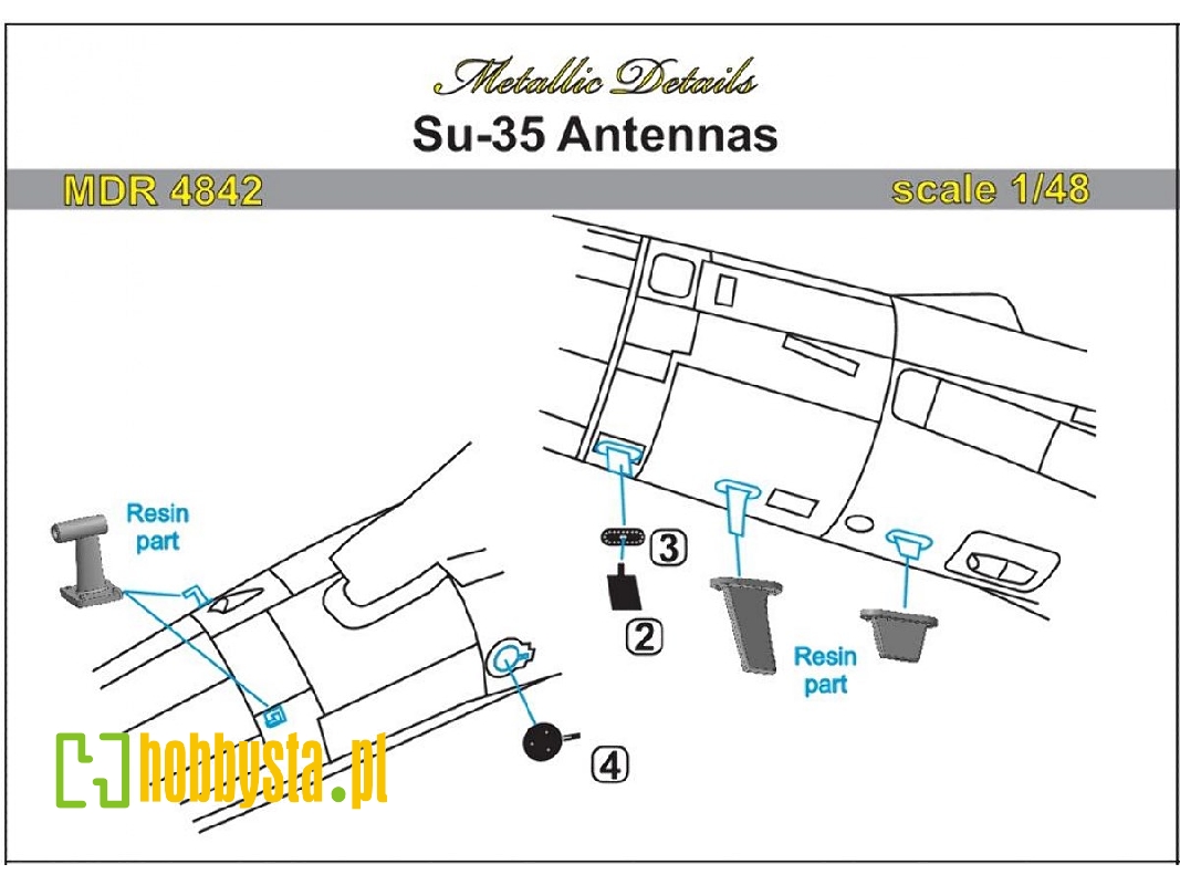 Sukhoi Su-35 - Antennas (Designed To Be Used With Kitty Hawk Model Kits) - zdjęcie 1 Sukhoi Su-35 - Antennas (Designed To Be Used With Kitty Hawk Model Kits) - zdjęcie 1