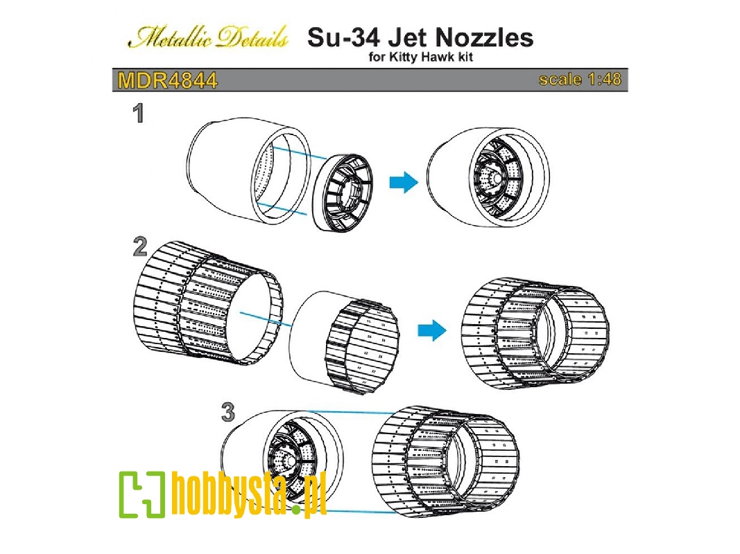 Sukhoi Su-34 - Jet Nozzles (Designed To Be Used With Kitty Hawk Model Kits) - zdjęcie 1 Sukhoi Su-34 - Jet Nozzles (Designed To Be Used With Kitty Hawk Model Kits) - zdjęcie 1