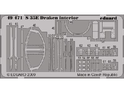  S 35E Draken interior S. A. 1/48 - Hasegawa - blaszki - zdjęcie 1